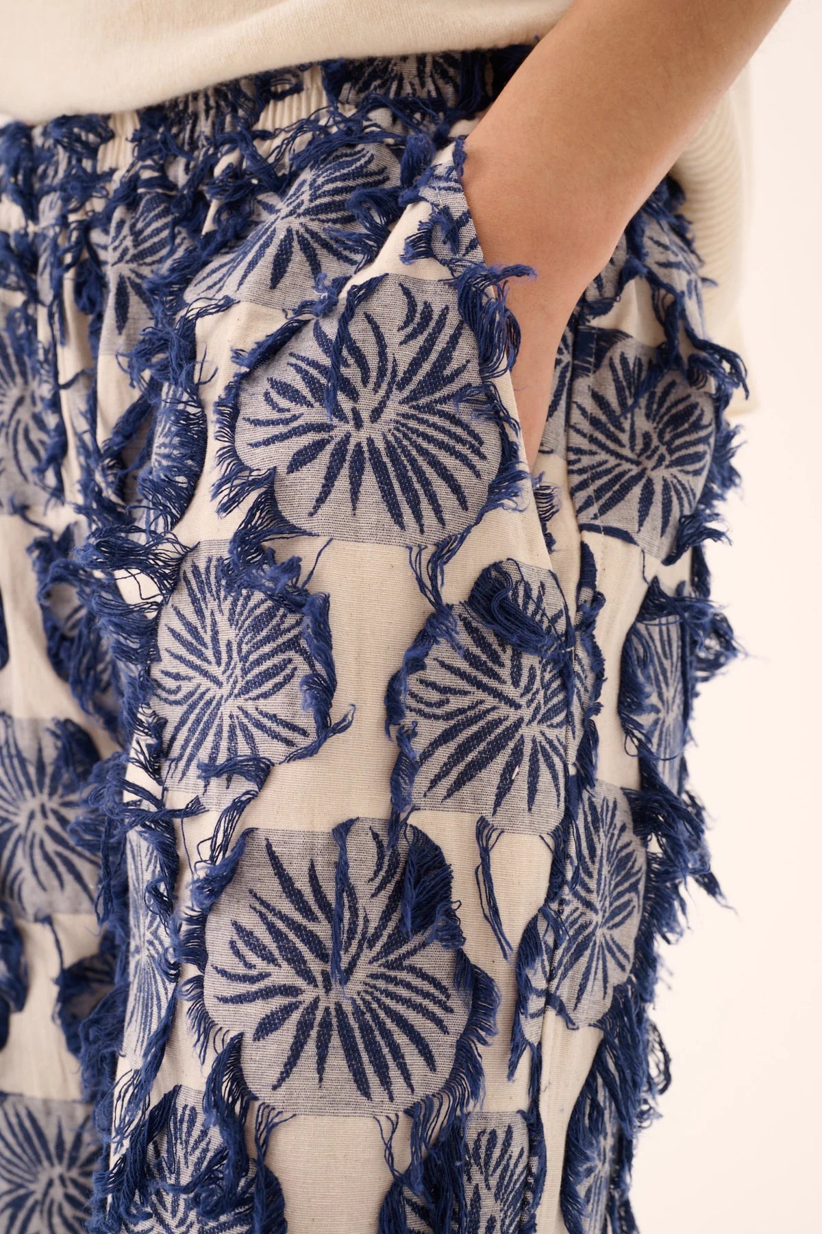 Bukser Page Fil Coupe Flower - Navy/Sand