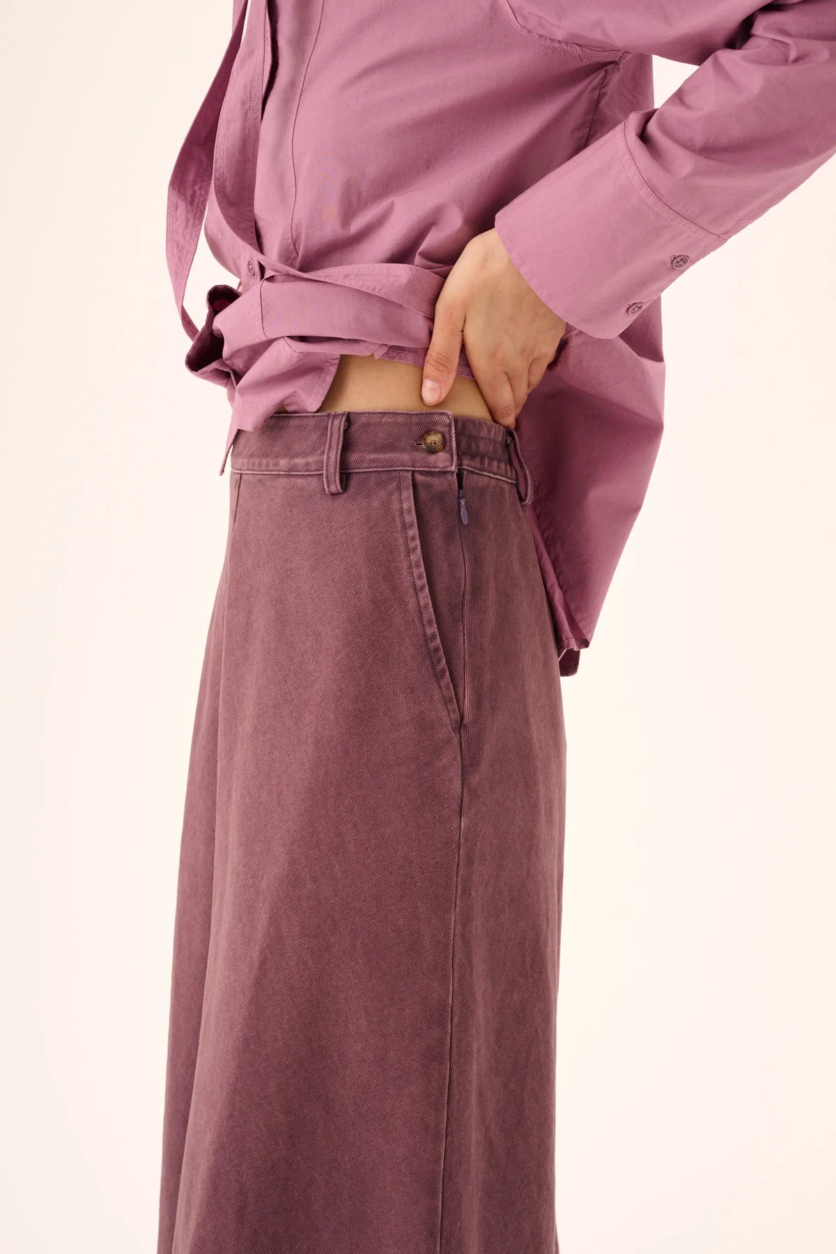 Nederdel - Pyma Faded Twill - Faded mauve