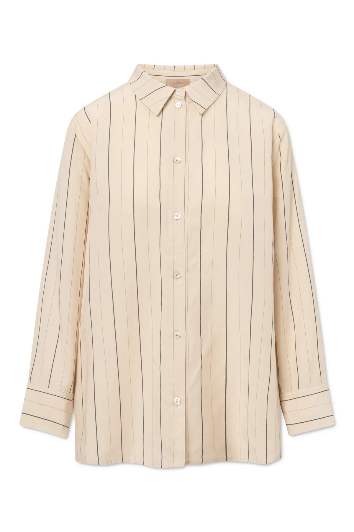 Skjorte - Seira Striped Tencel - Ecru black stripe