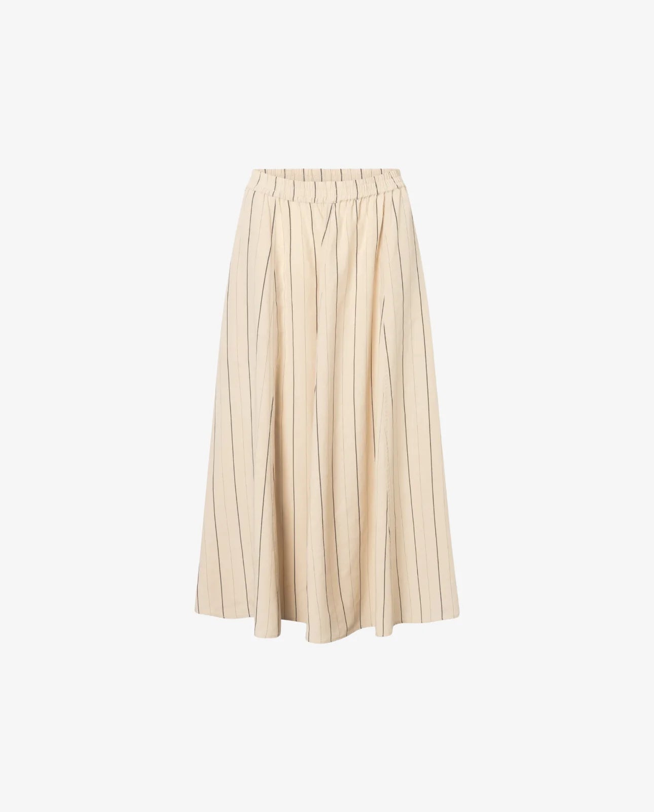 Nederdel - Pilar Striped Tencel - Ecru black striped