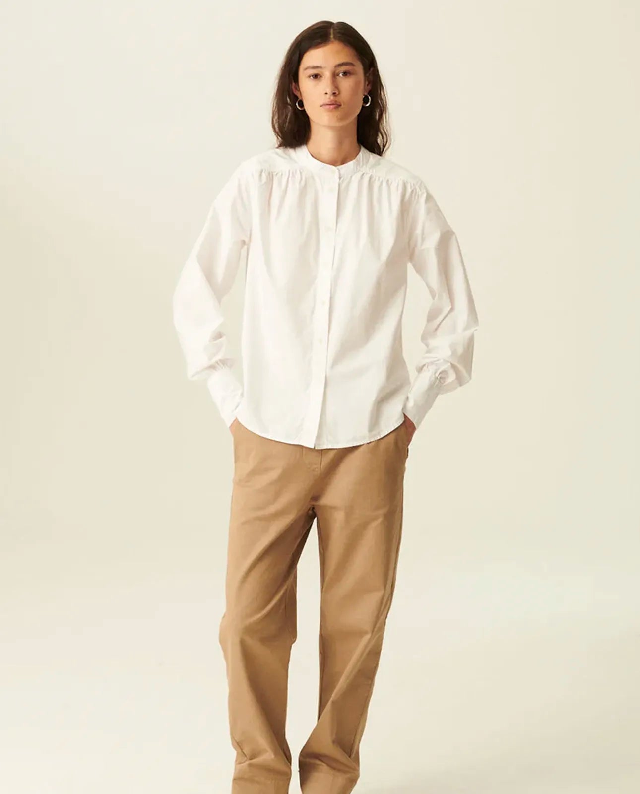 SABINE GARMENT DYED POPLIN - Hvid