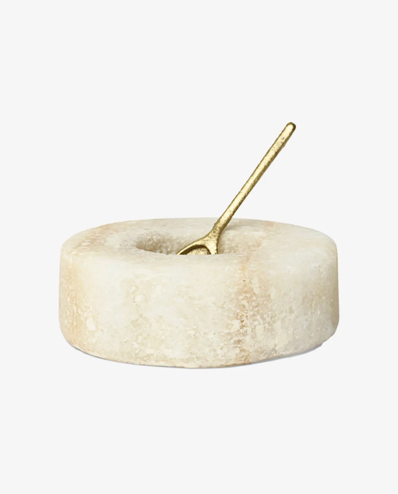 Salt shaker with brass spoon