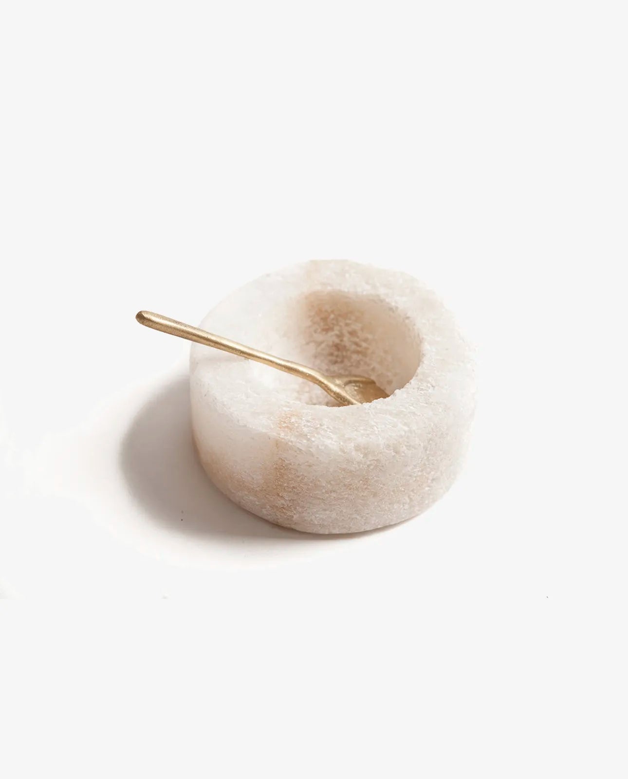 Salt shaker with brass spoon