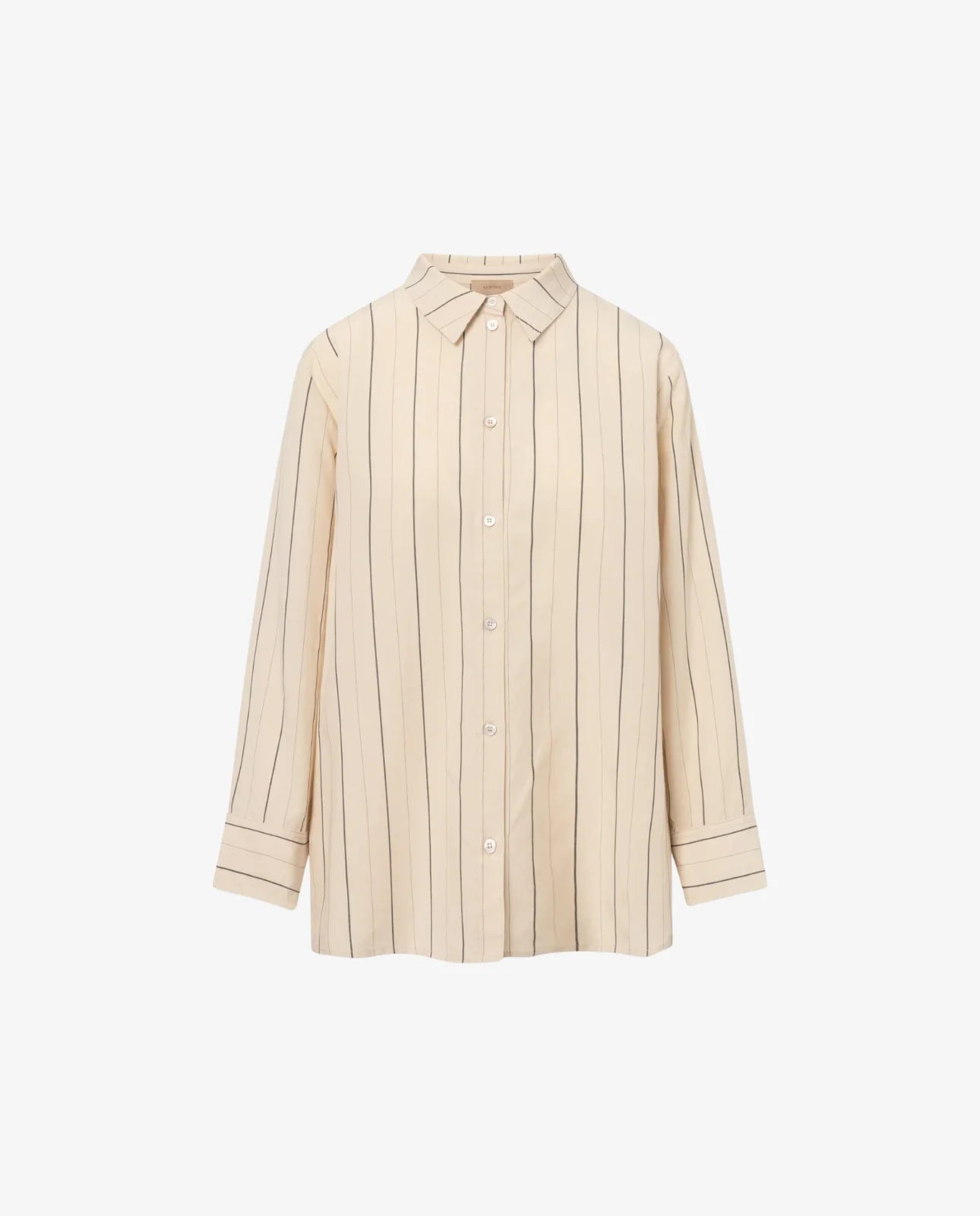 Skjorte - Seira Striped Tencel - Ecru black stripe