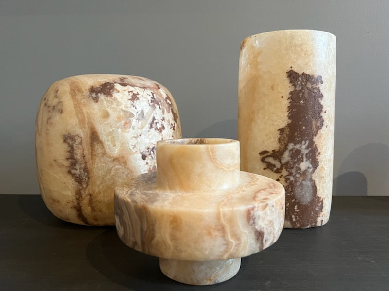Alabaster candle holder - Amber Curra
