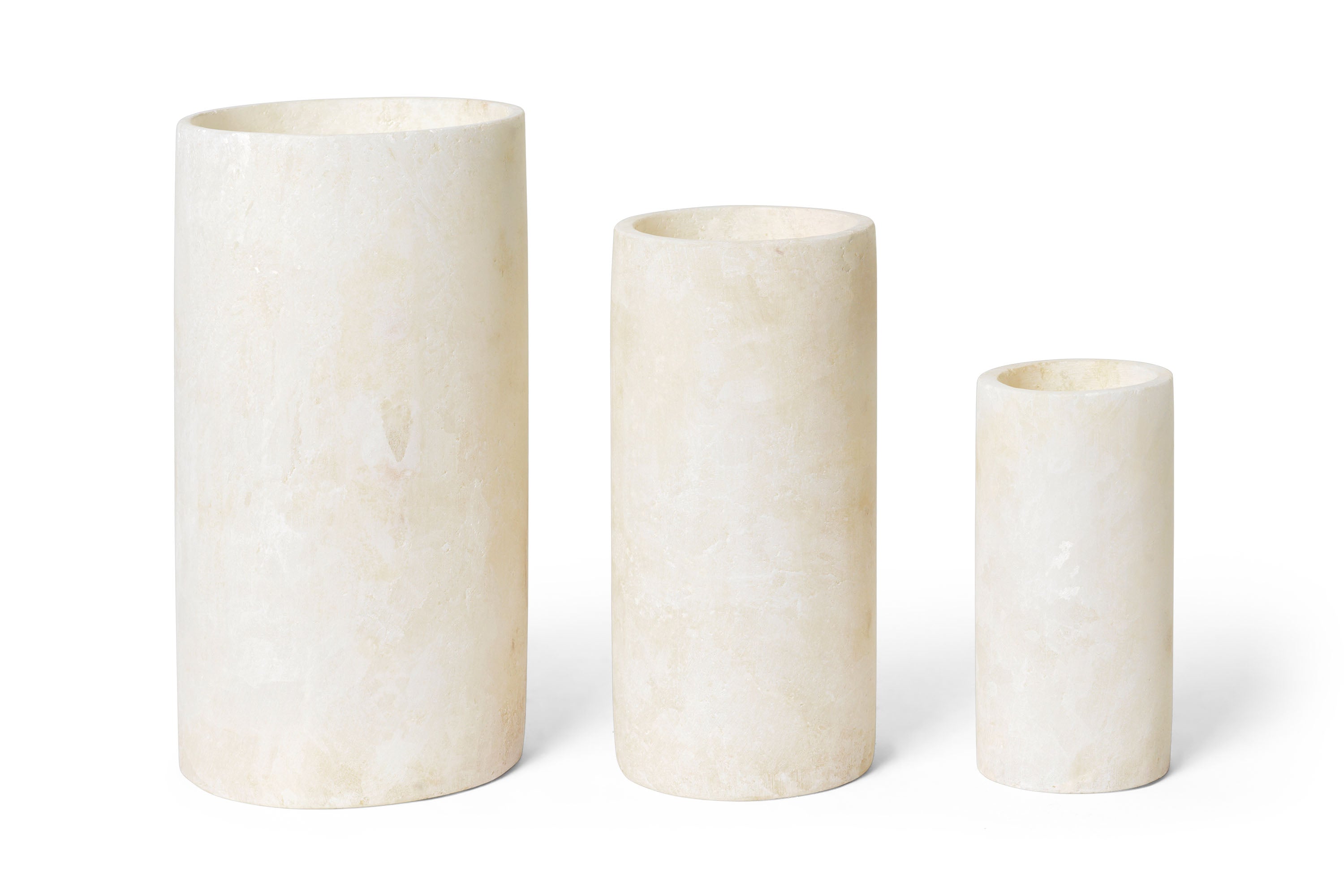 Alabast lysestage - Cylinder/hvid