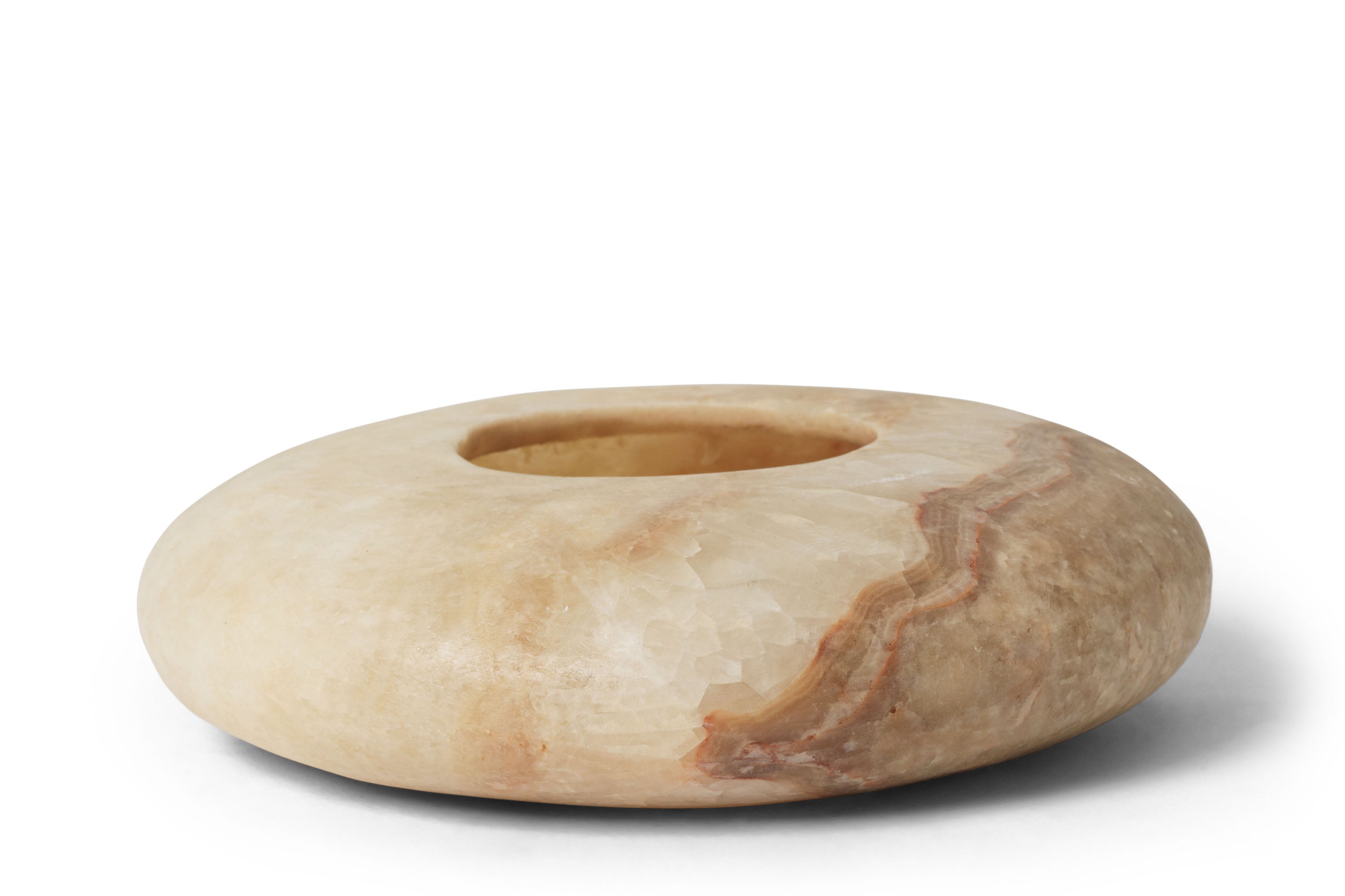 Alabast lysestage - Oval/Brun