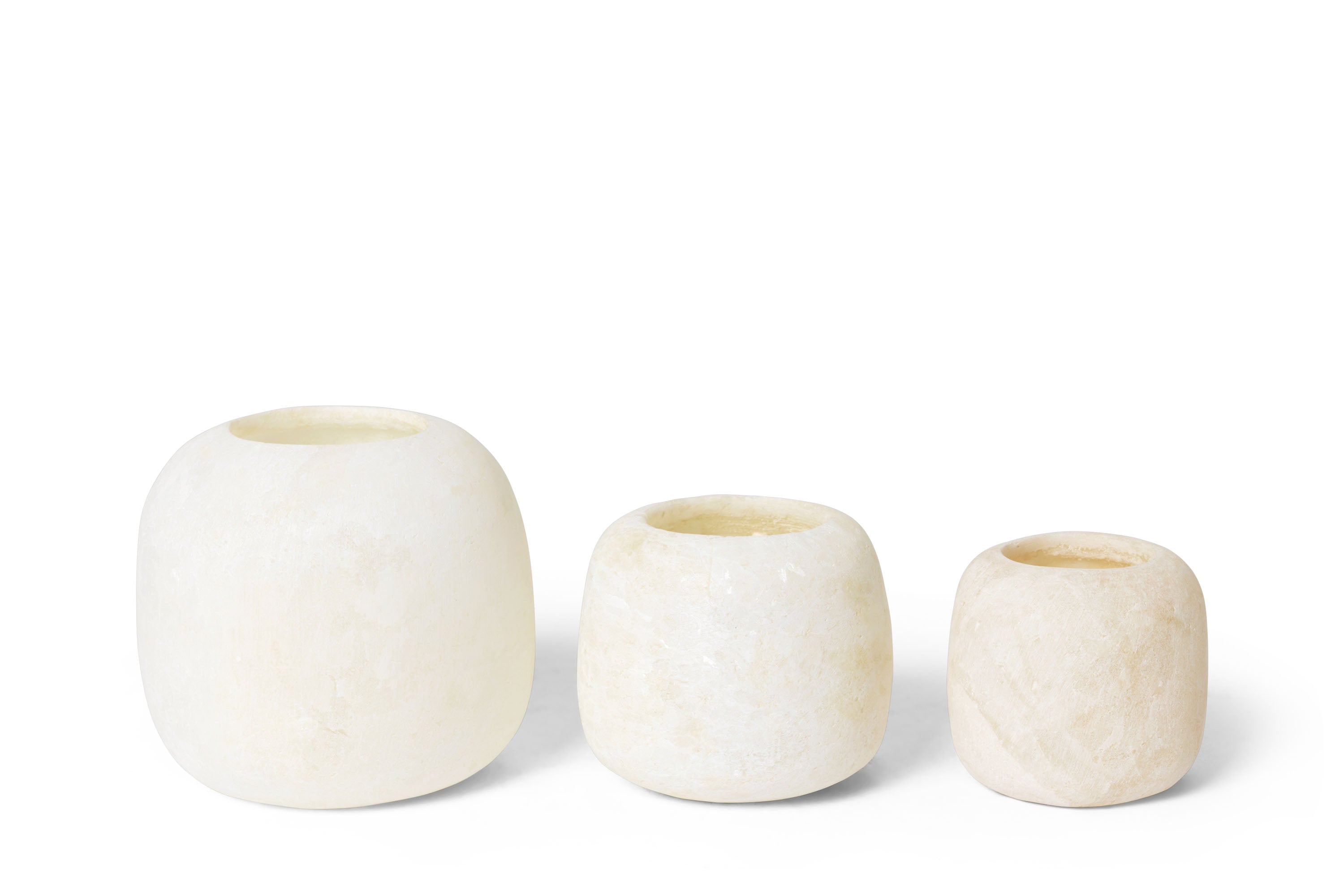 Alabast lysestage - Curra/hvid