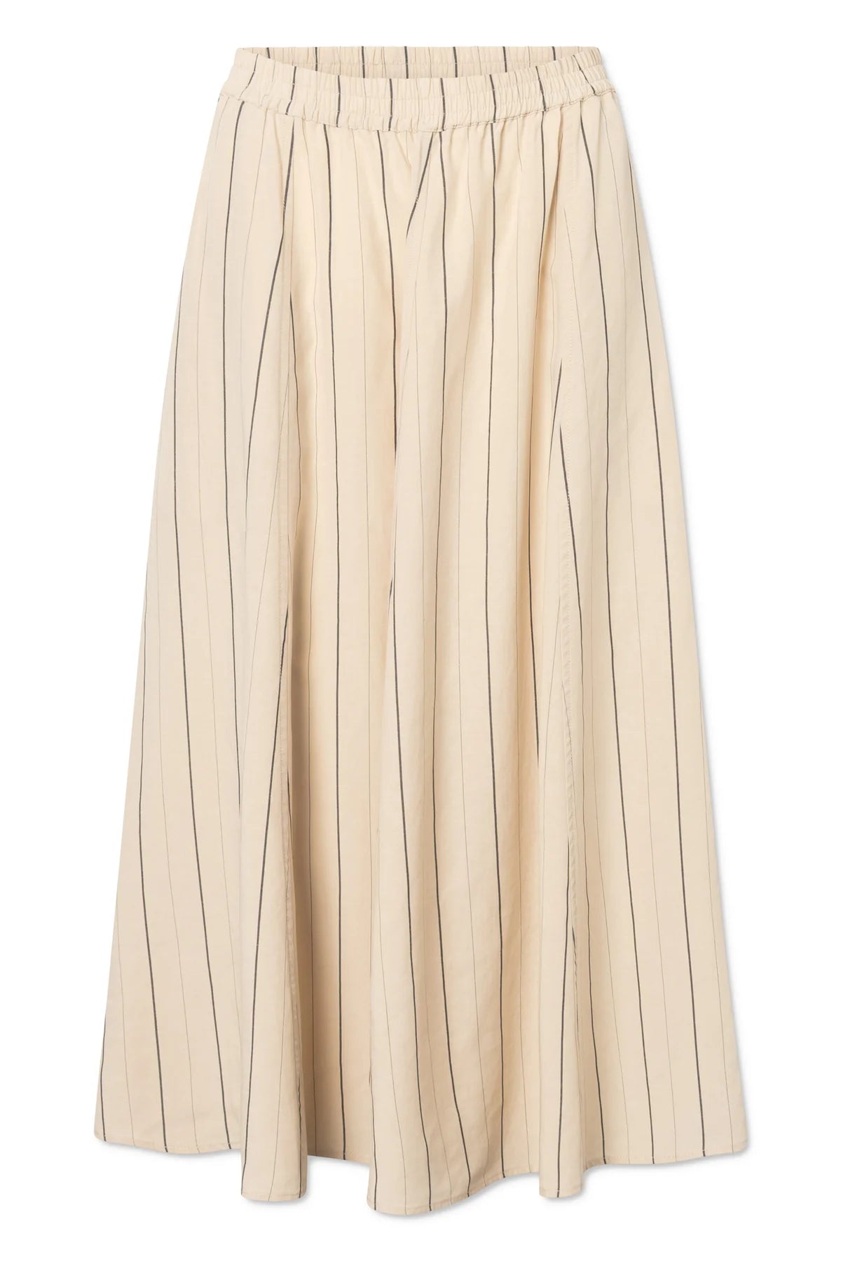 Nederdel - Pilar Striped Tencel - Ecru black striped