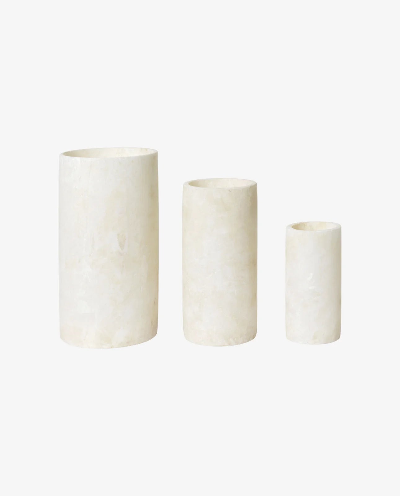 Alabast lysestage - Cylinder/hvid