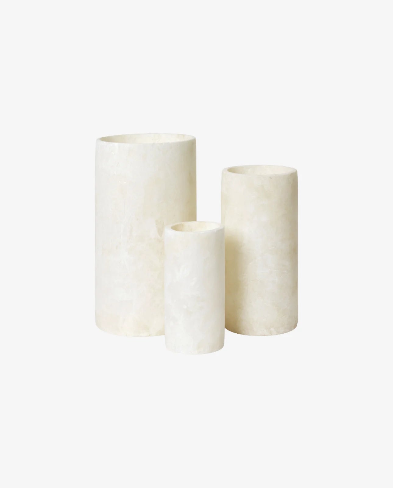 Alabast lysestage - Cylinder/hvid