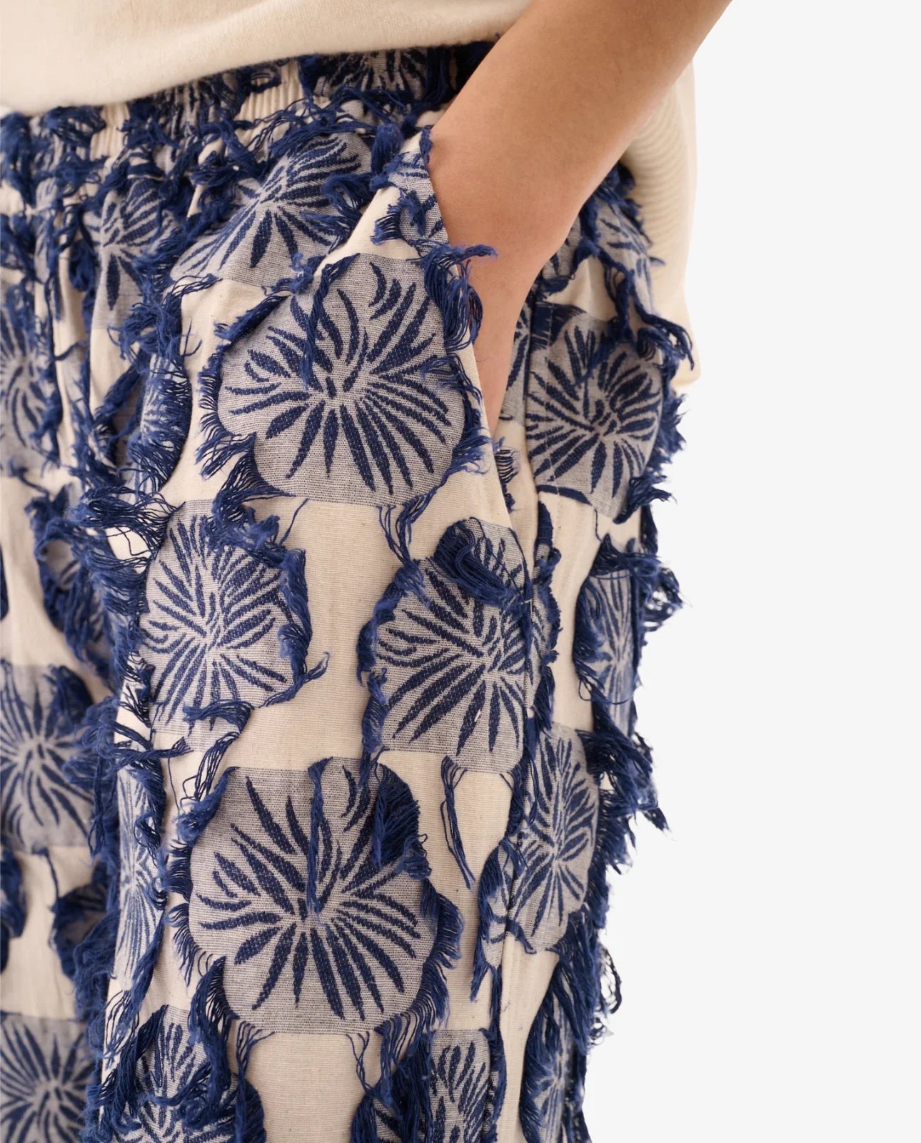 Bukser Page Fil Coupe Flower - Navy/Sand