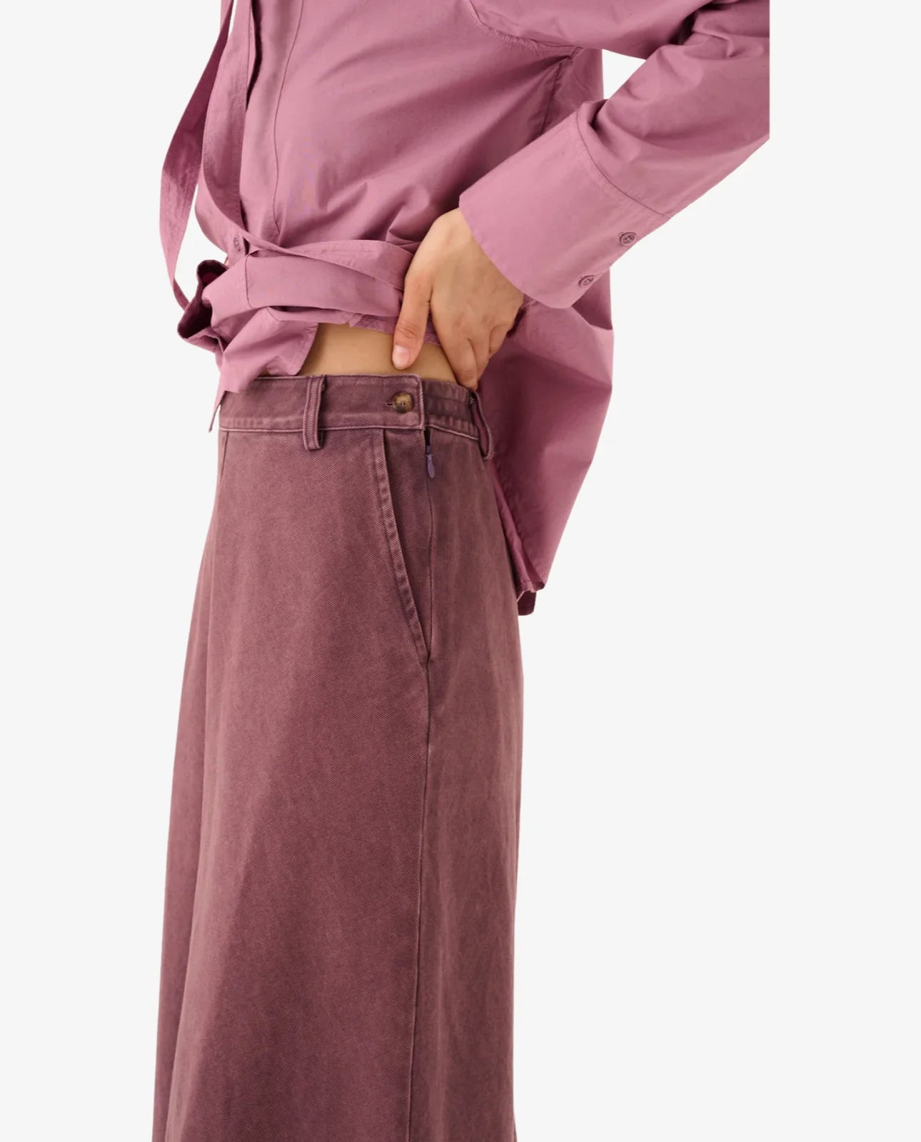 Nederdel - Pyma Faded Twill - Faded mauve