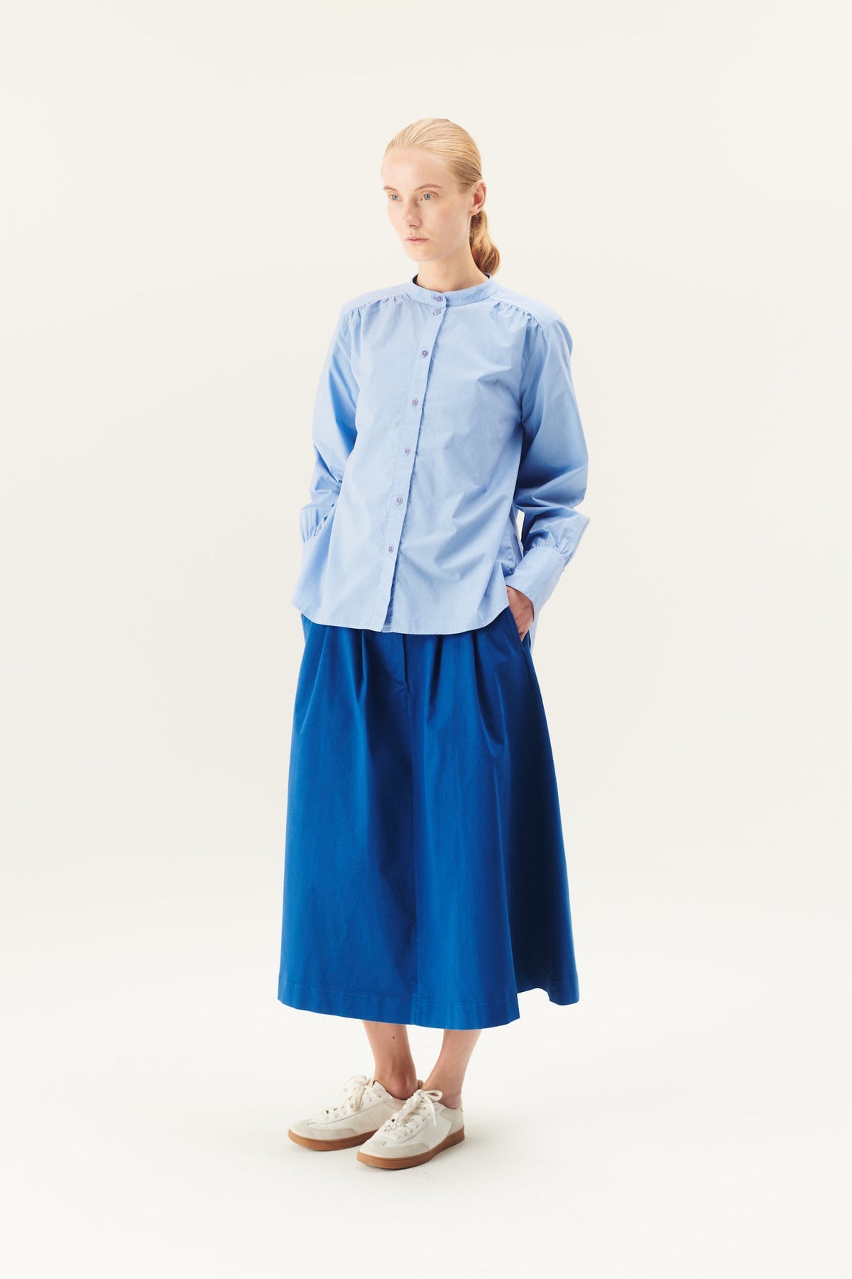 Skjorte Sabine Garment Dyed Poplin - lyseblå